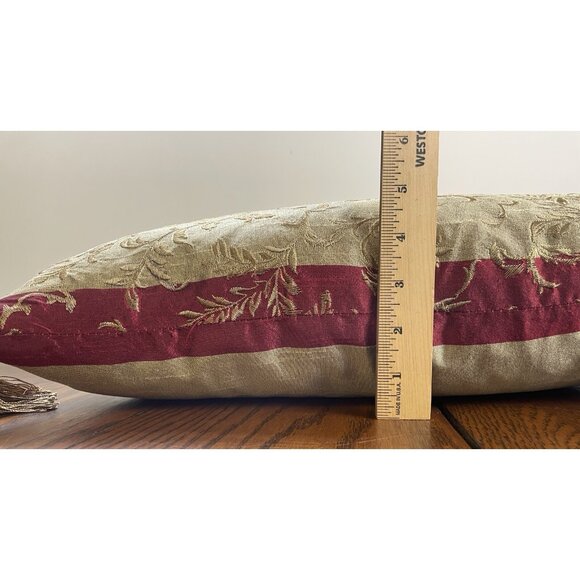 Shanghai Orient West Accent Pillow 16" x 21" Feather Bronze Burgundy Stylish - Picture 8 of 10